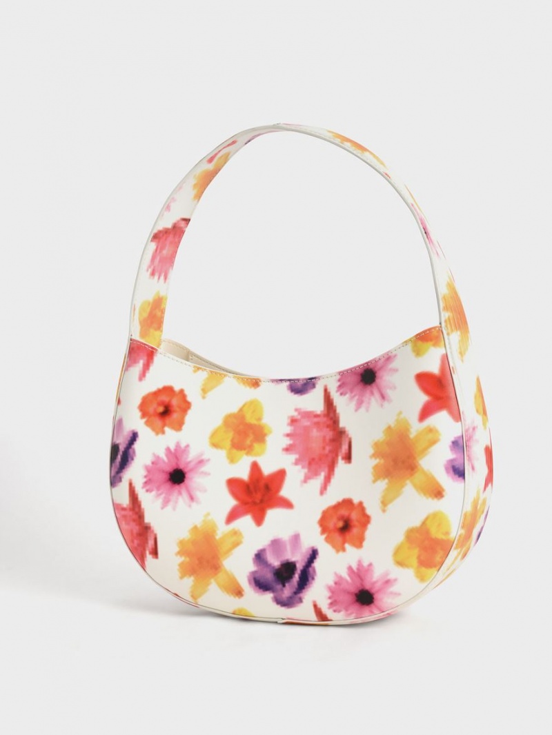 Charles And Keith Coda Floral-Print Top Handle Hobo Bag Multicolor | PHILIPPINES N084