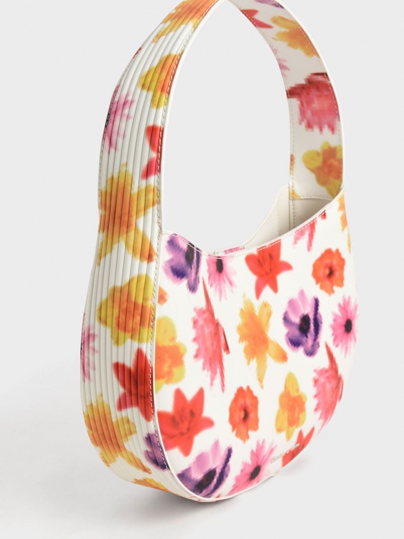 Charles And Keith Coda Floral-Print Top Handle Hobo Bag Multicolor | PHILIPPINES N084