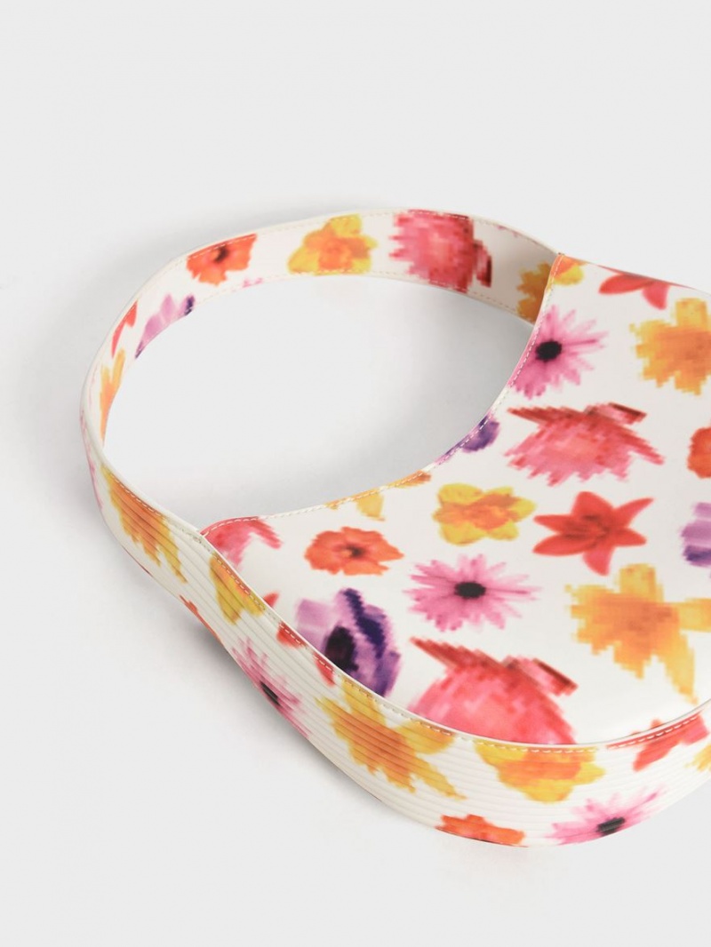 Charles And Keith Coda Floral-Print Top Handle Hobo Bag Multicolor | PHILIPPINES N084