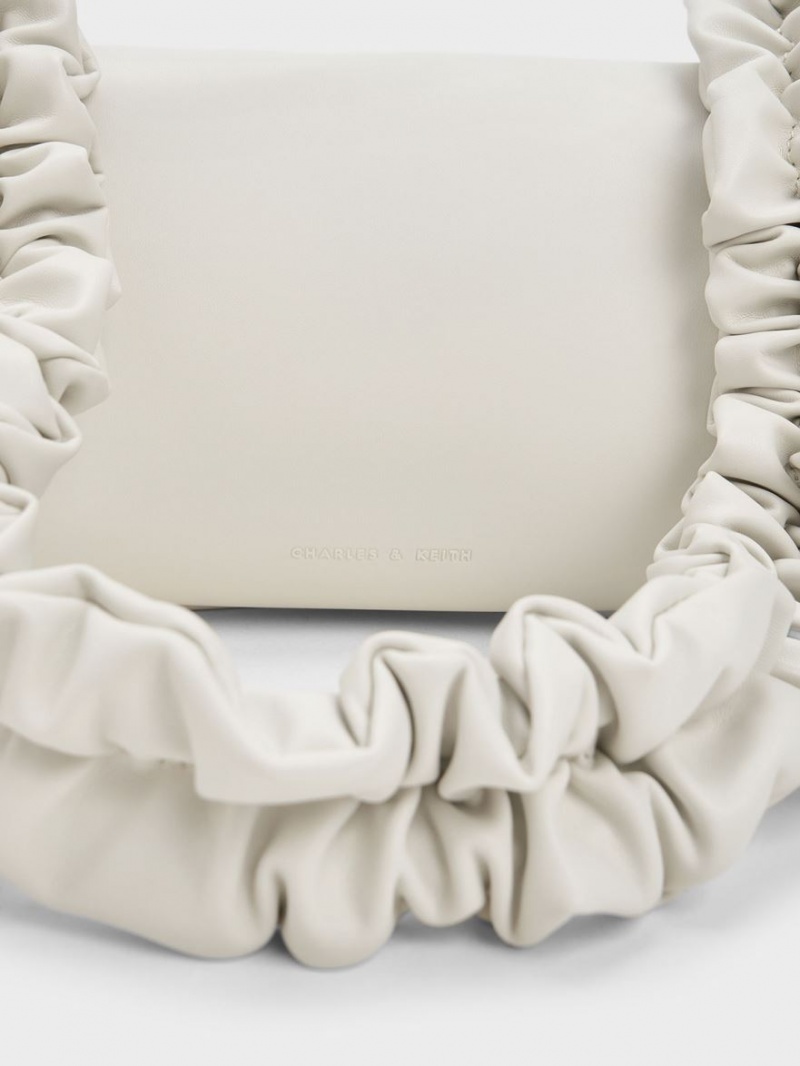 Charles And Keith Cosette Ruched Handbag White | PHILIPPINES F978