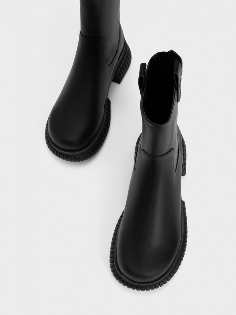 Charles And Keith Cowboy Platform Ankle Boots Black | PHILIPPINES F517