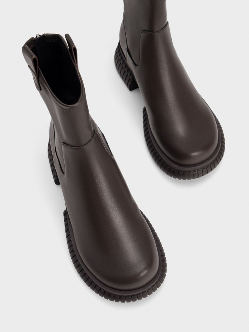 Charles And Keith Cowboy Platform Ankle Boots Dark Brown | PHILIPPINES Q590