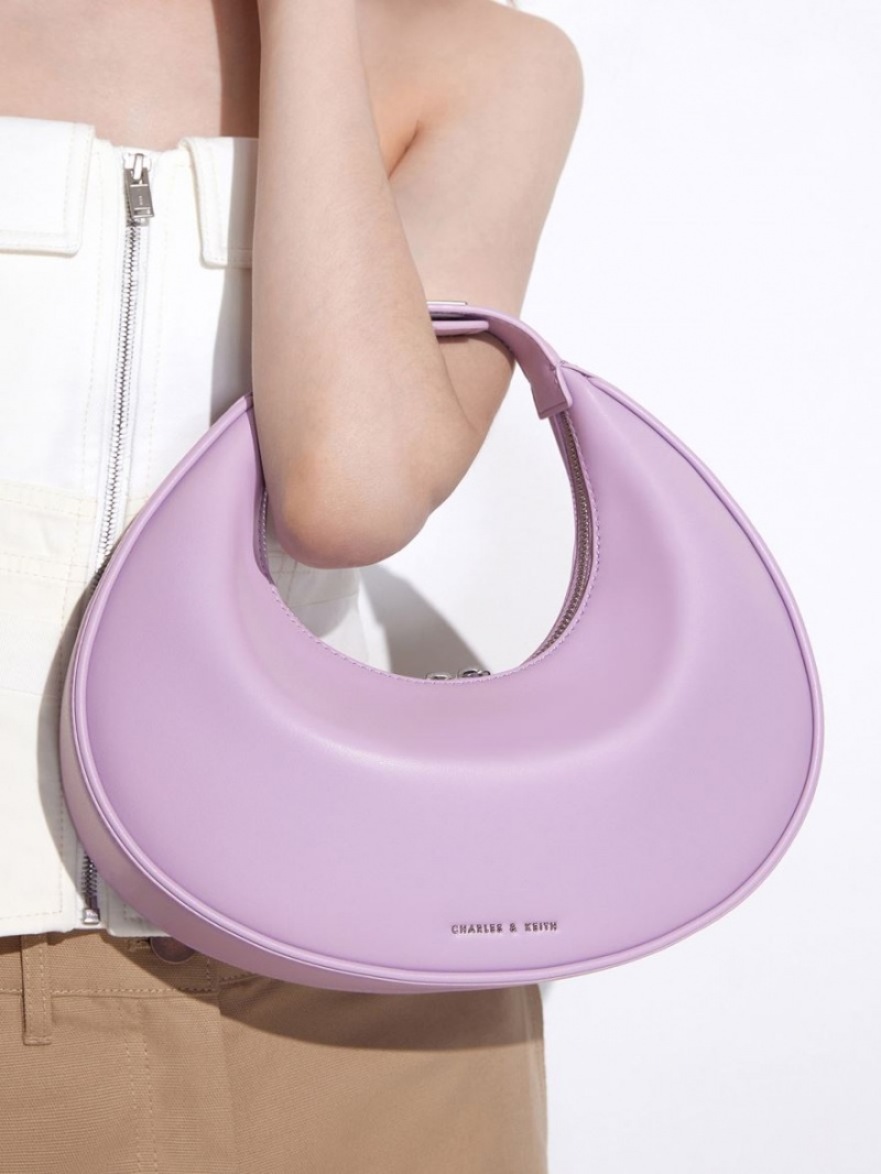 Charles And Keith Crescent Hobo Bag Purple | PHILIPPINES T974