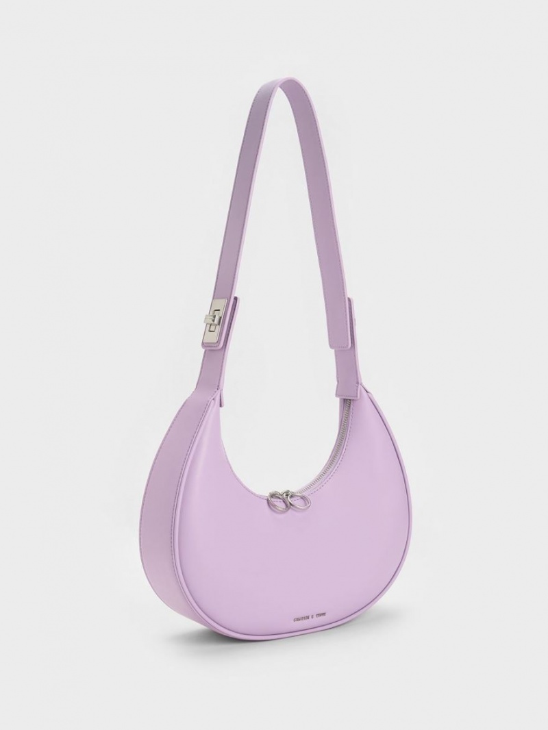 Charles And Keith Crescent Hobo Bag Purple | PHILIPPINES T974