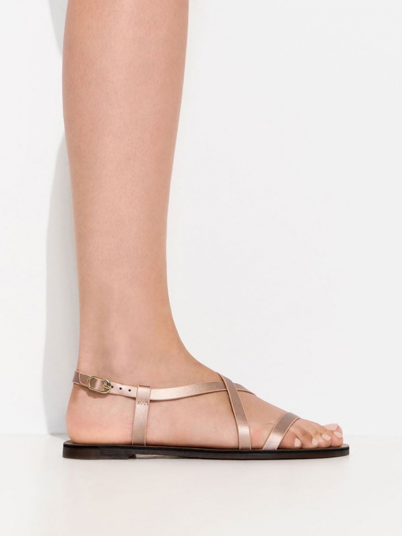 Charles And Keith Criss Cross Flat Sandals Gold | PHILIPPINES I810