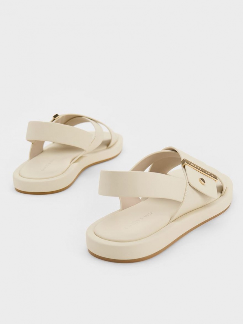 Charles And Keith Crossover Back Strap Sandals Cream | PHILIPPINES J394