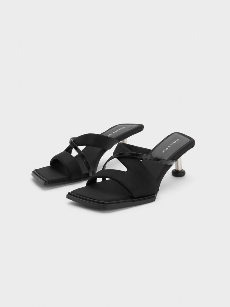 Charles And Keith Crossover Sculptural Heels Sandals Black | PHILIPPINES O763