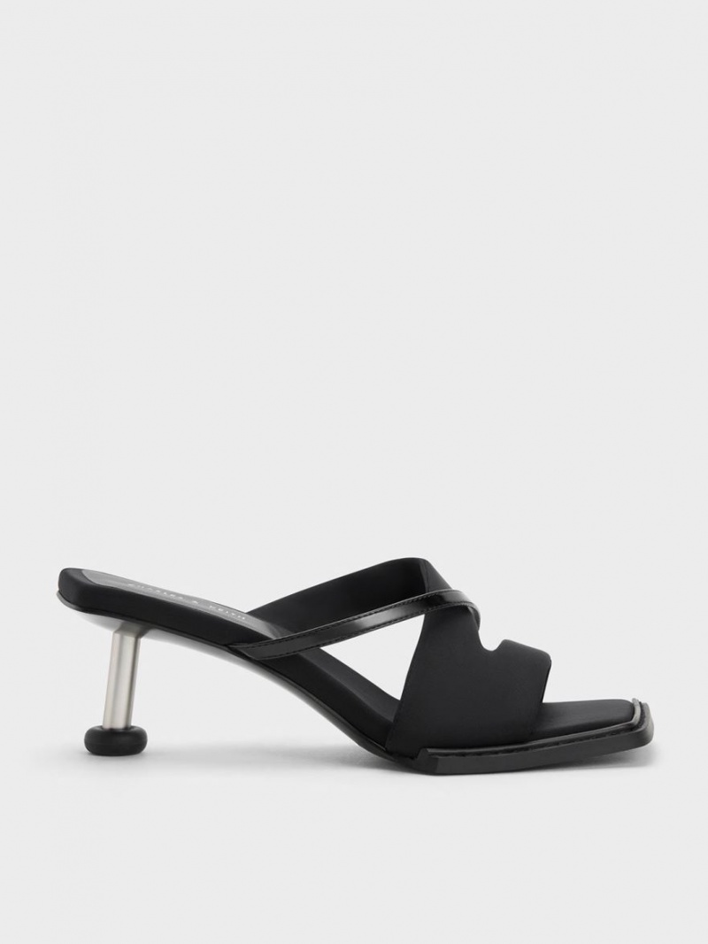 Charles And Keith Crossover Sculptural Heels Sandals Black | PHILIPPINES O763