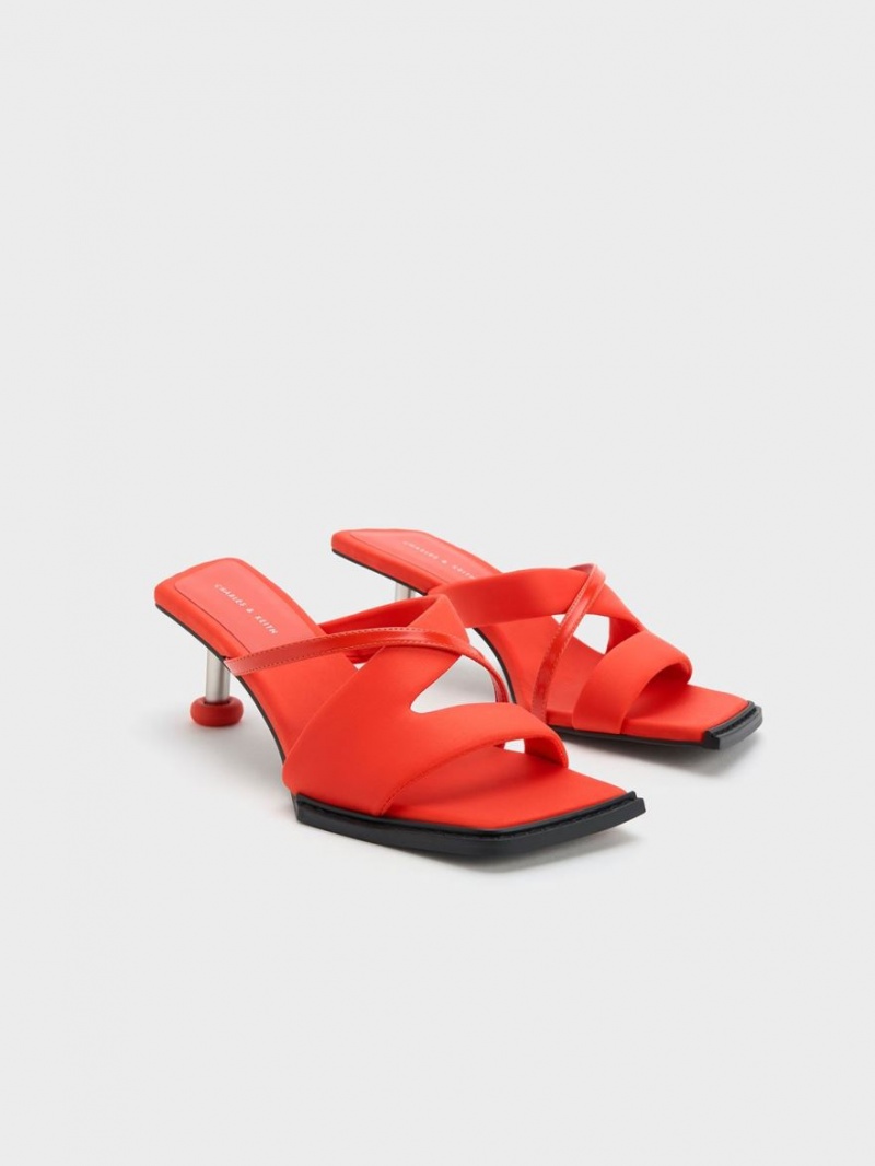 Charles And Keith Crossover Sculptural Heels Sandals Red | PHILIPPINES W472