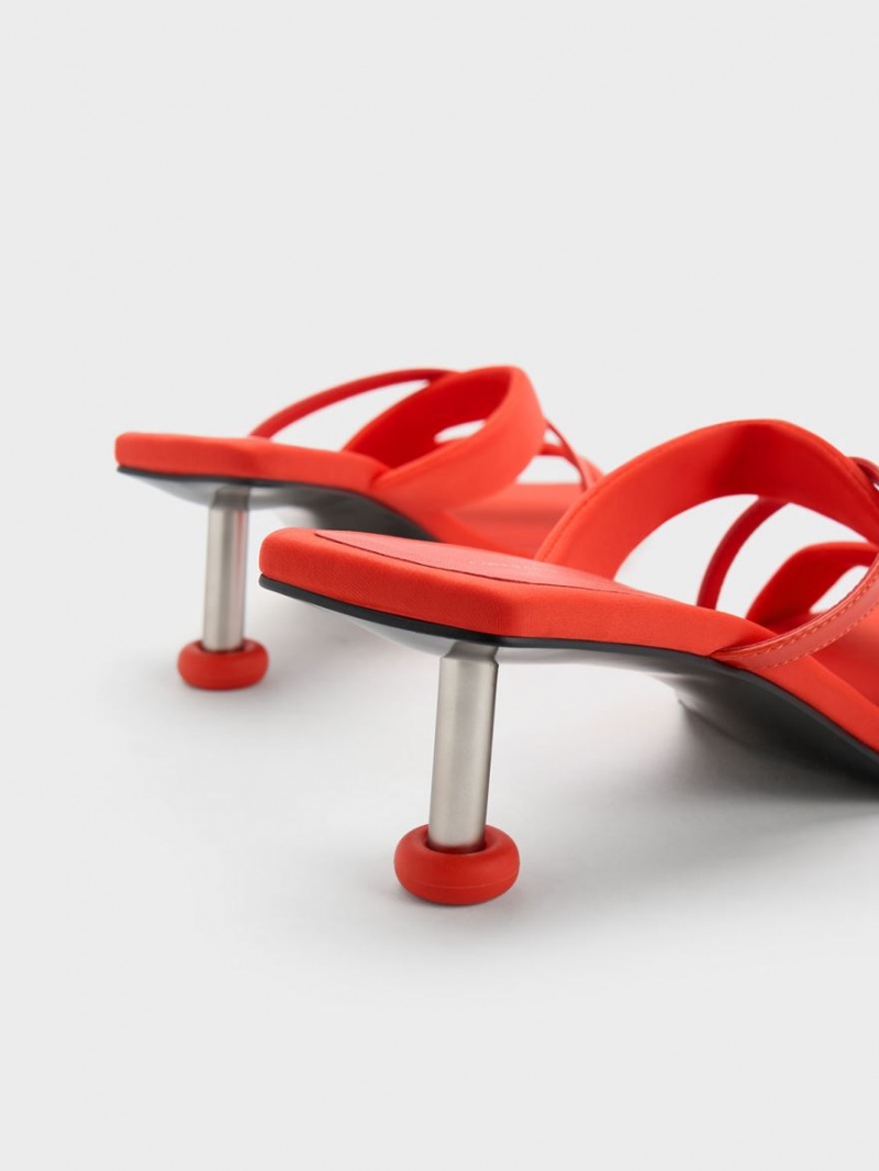 Charles And Keith Crossover Sculptural Heels Sandals Red | PHILIPPINES W472