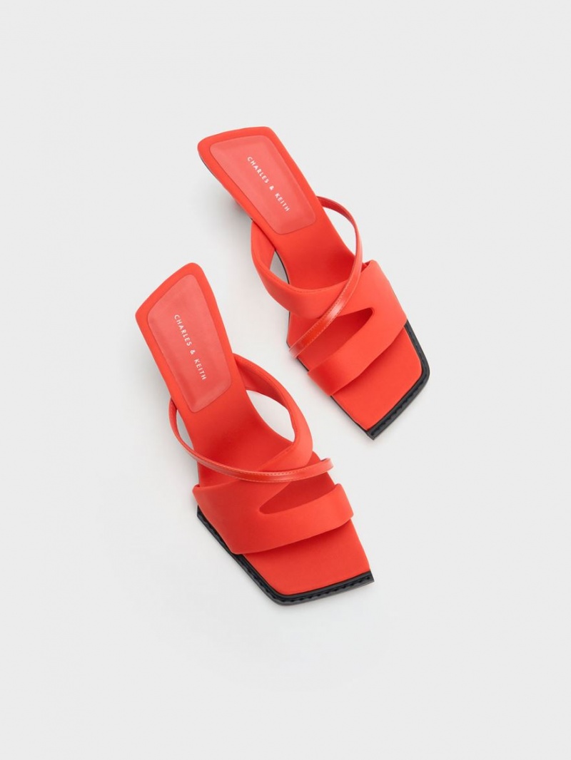 Charles And Keith Crossover Sculptural Heels Sandals Red | PHILIPPINES W472