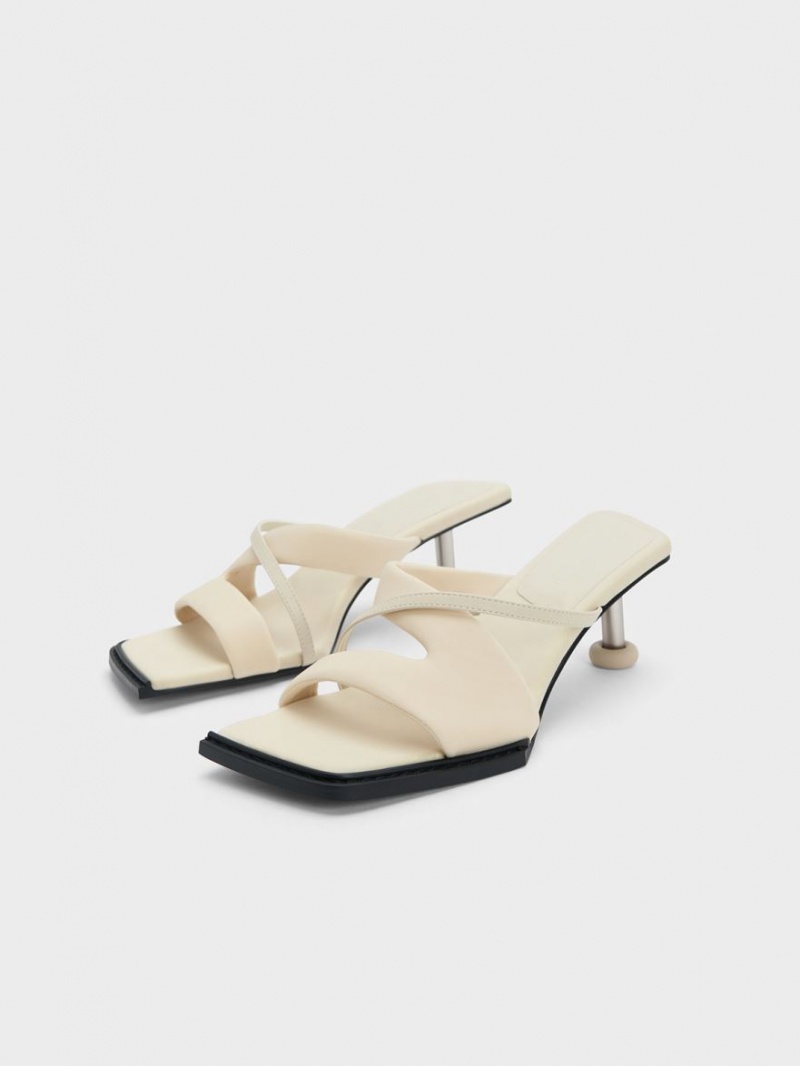 Charles And Keith Crossover Sculptural Heels Sandals Cream | PHILIPPINES Z529