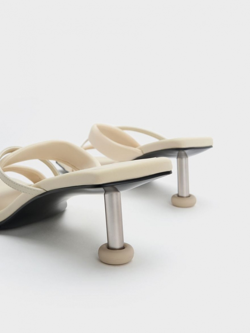 Charles And Keith Crossover Sculptural Heels Sandals Cream | PHILIPPINES Z529