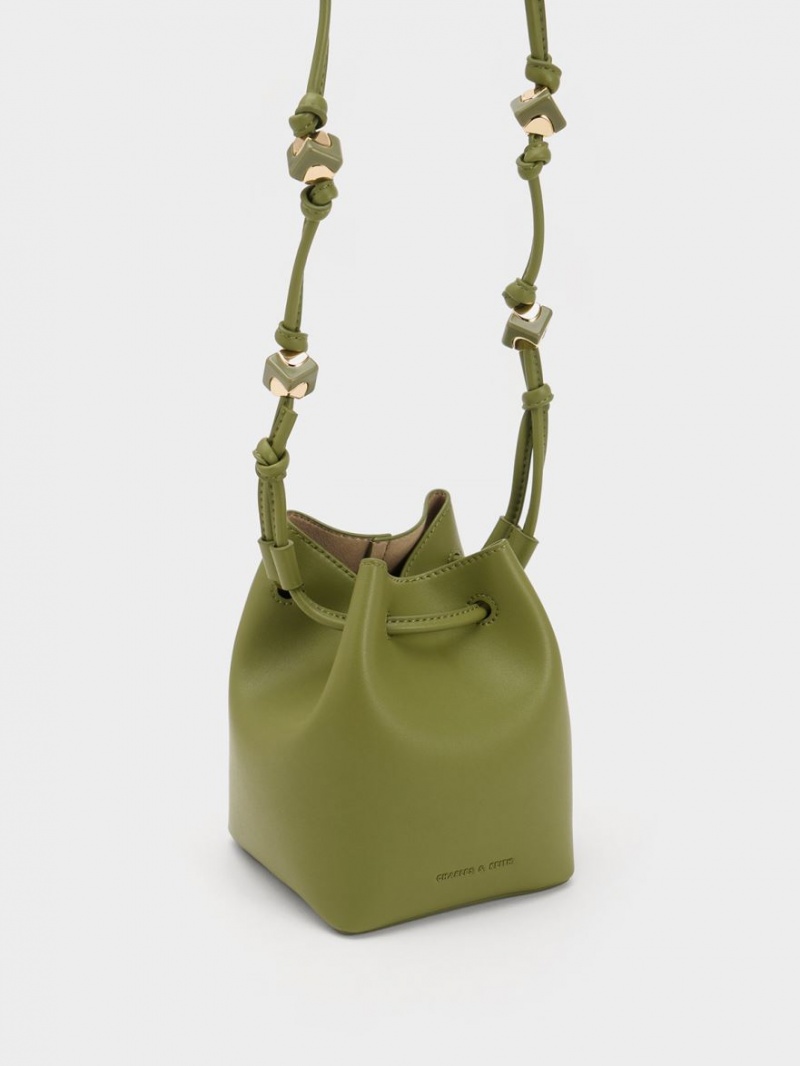 Charles And Keith Cube Knotted Bucket Bags Olive | PHILIPPINES U629