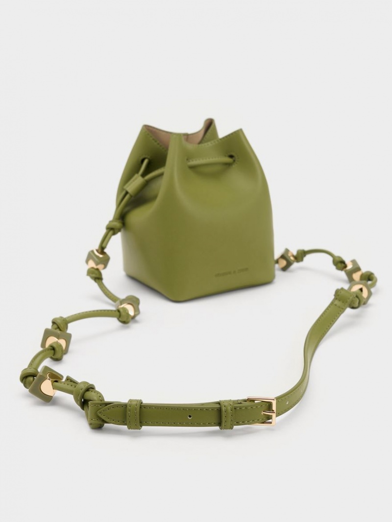 Charles And Keith Cube Knotted Bucket Bags Olive | PHILIPPINES U629