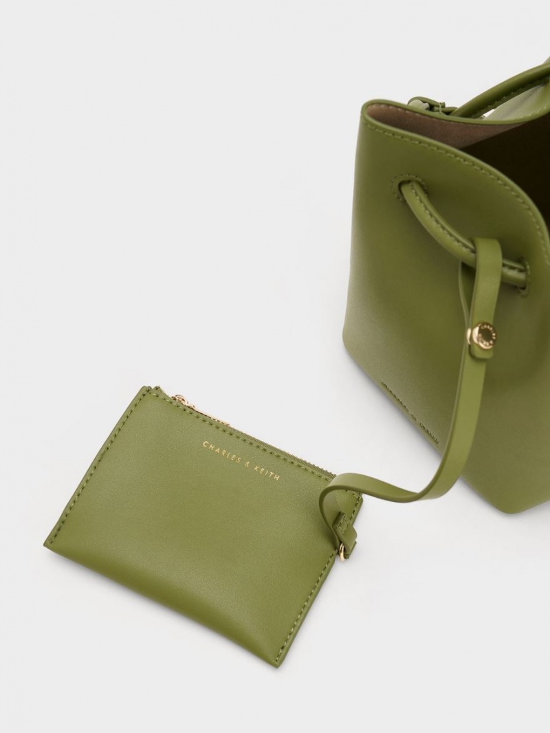 Charles And Keith Cube Knotted Bucket Bags Olive | PHILIPPINES U629