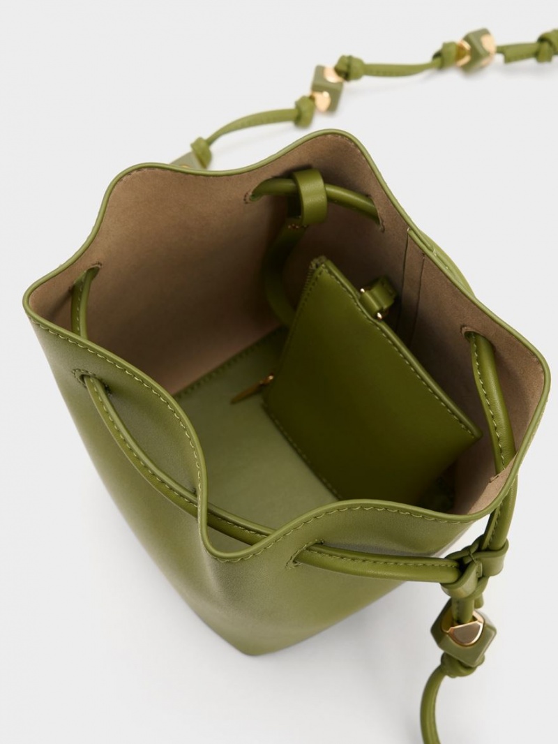 Charles And Keith Cube Knotted Bucket Bags Olive | PHILIPPINES U629