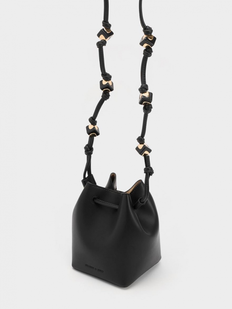 Charles And Keith Cube Knotted Bucket Bags Black | PHILIPPINES E794