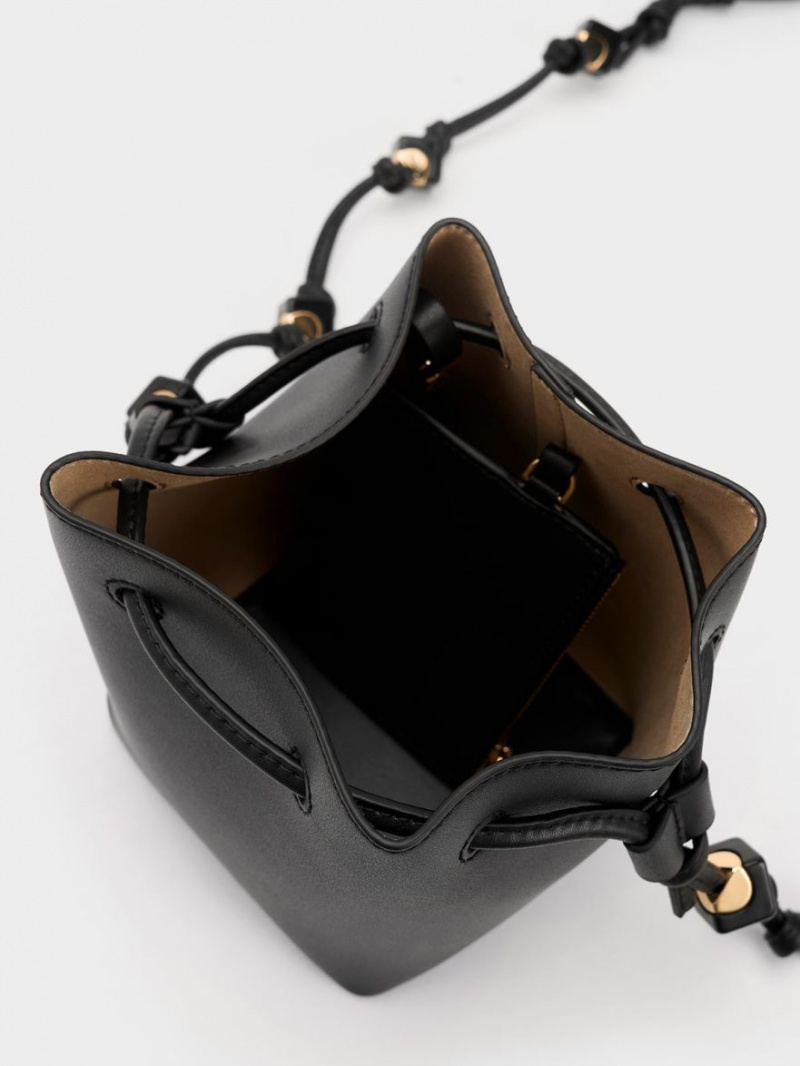 Charles And Keith Cube Knotted Bucket Bags Black | PHILIPPINES E794