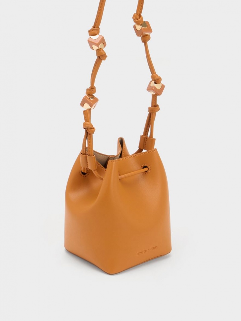 Charles And Keith Cube Knotted Bucket Bags Orange | PHILIPPINES M847