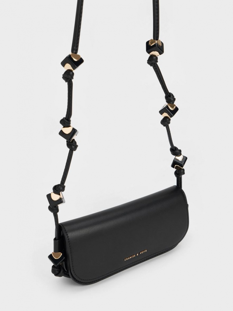 Charles And Keith Cube Knotted Elongated Crossbody Bags Black | PHILIPPINES H104