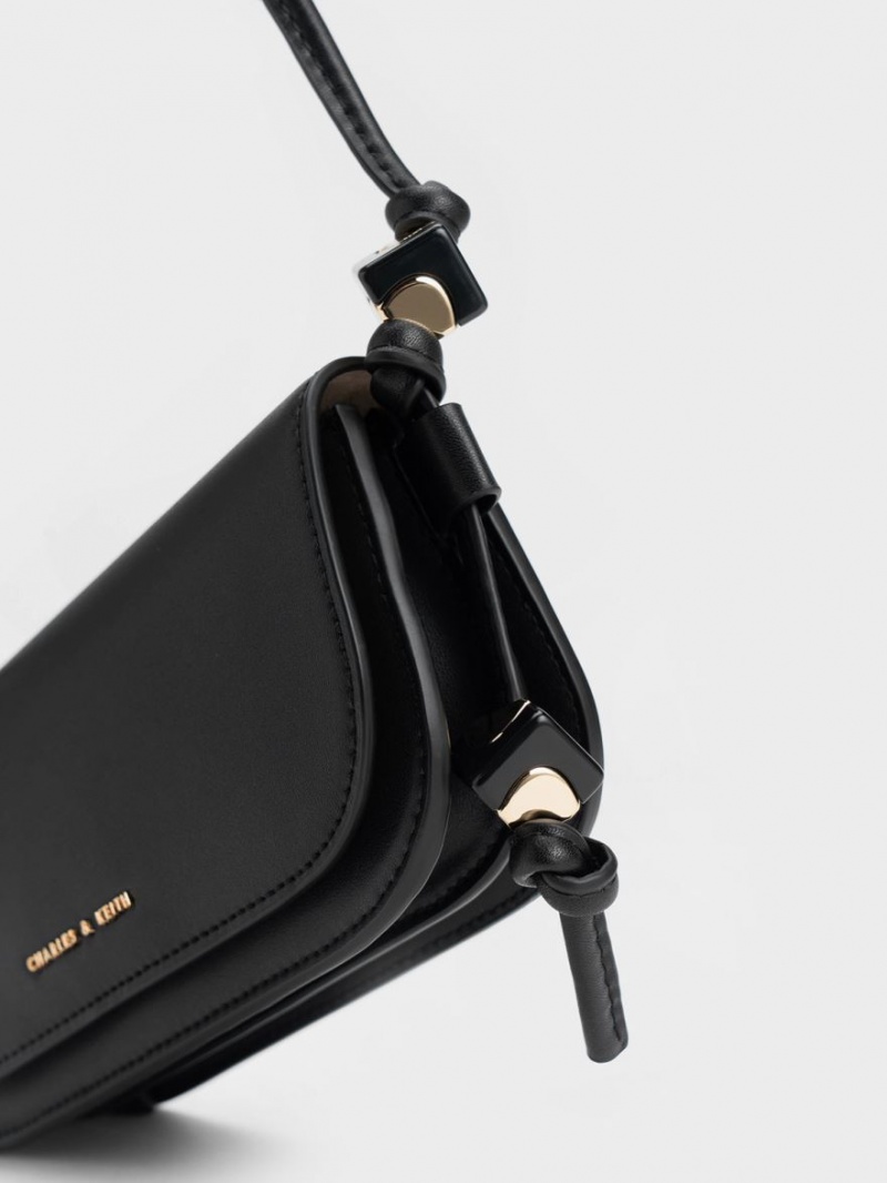 Charles And Keith Cube Knotted Elongated Crossbody Bags Black | PHILIPPINES H104