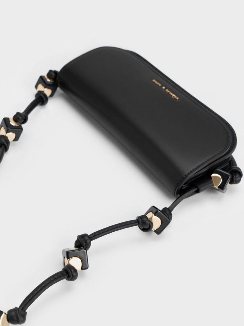 Charles And Keith Cube Knotted Elongated Crossbody Bags Black | PHILIPPINES H104