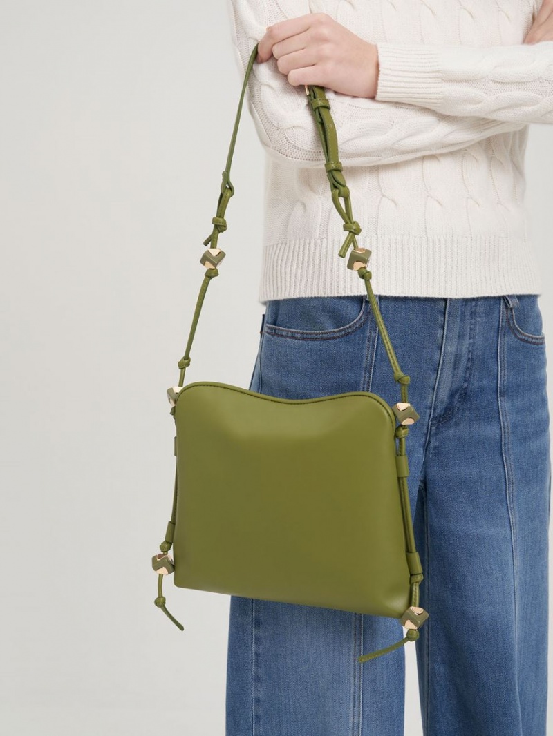 Charles And Keith Cube Knotted Hobo Bag Olive | PHILIPPINES Y187