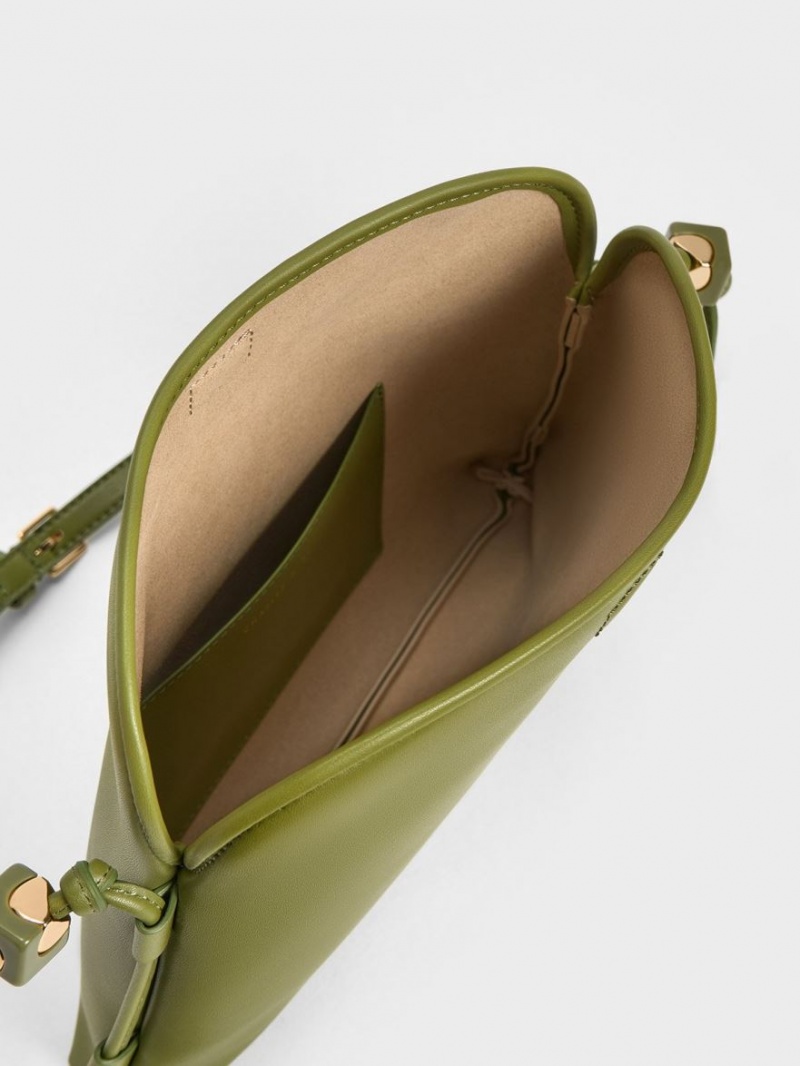 Charles And Keith Cube Knotted Hobo Bag Olive | PHILIPPINES Y187