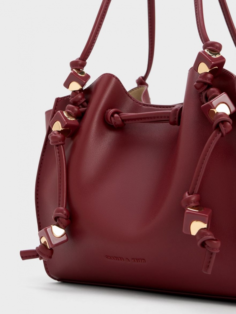 Charles And Keith Cube Trapeze Tote Bags Burgundy | PHILIPPINES Q467