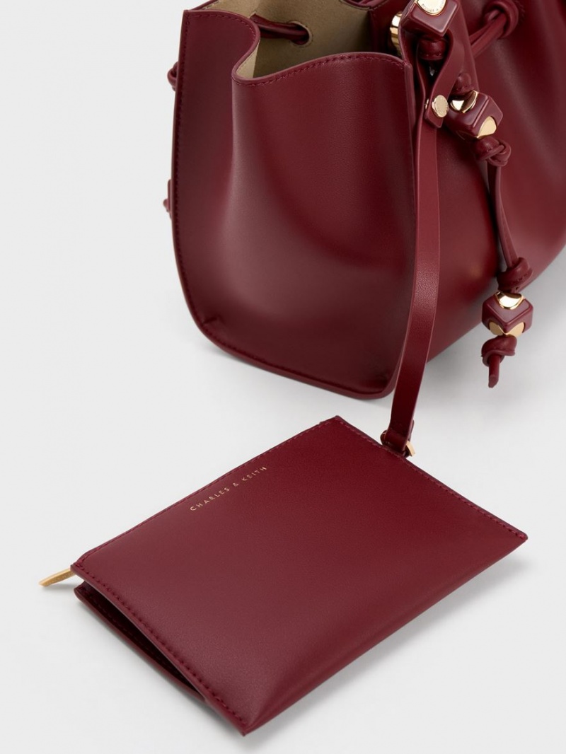 Charles And Keith Cube Trapeze Tote Bags Burgundy | PHILIPPINES Q467