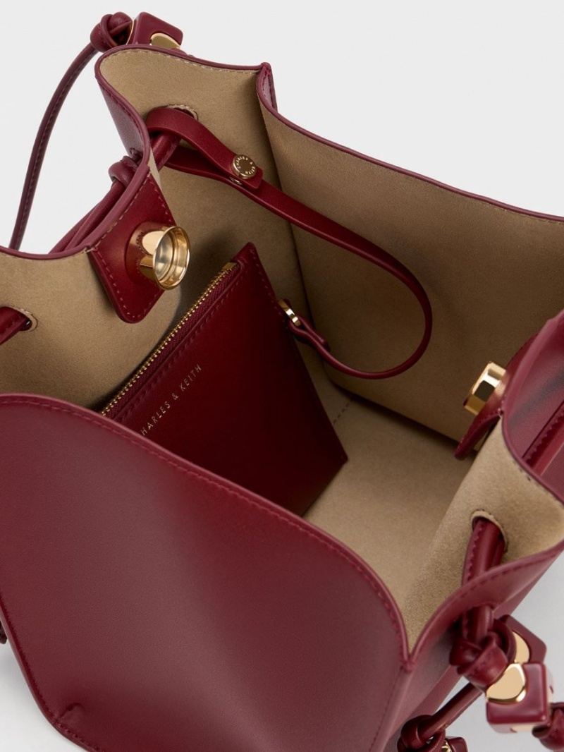 Charles And Keith Cube Trapeze Tote Bags Burgundy | PHILIPPINES Q467