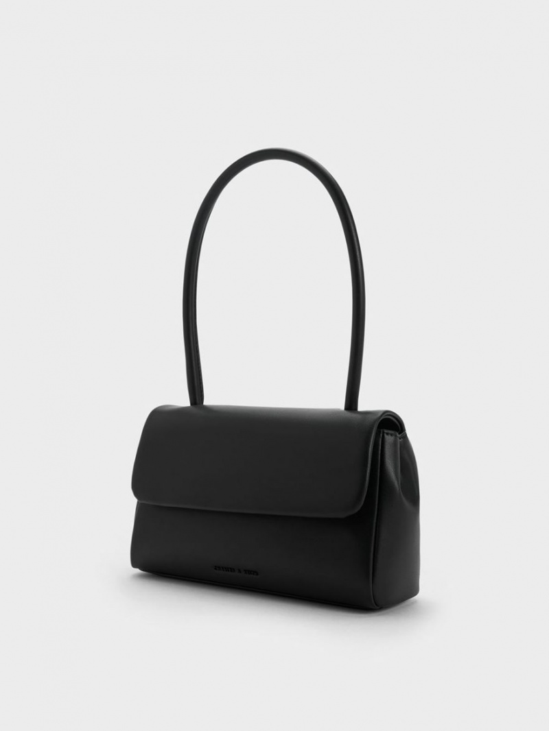 Charles And Keith Curved Handle Shoulder Bags Black | PHILIPPINES I762