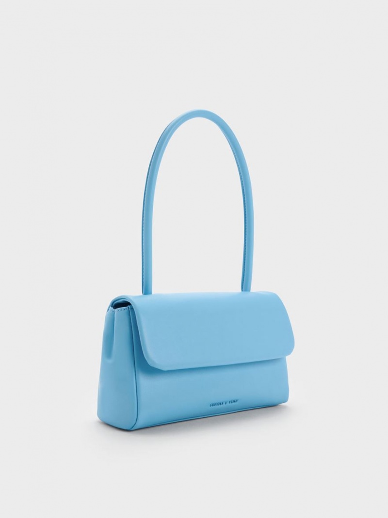 Charles And Keith Curved Handle Shoulder Bags Blue | PHILIPPINES T159