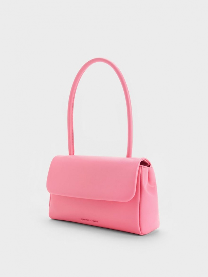 Charles And Keith Curved Handle Shoulder Bags Pink | PHILIPPINES W963