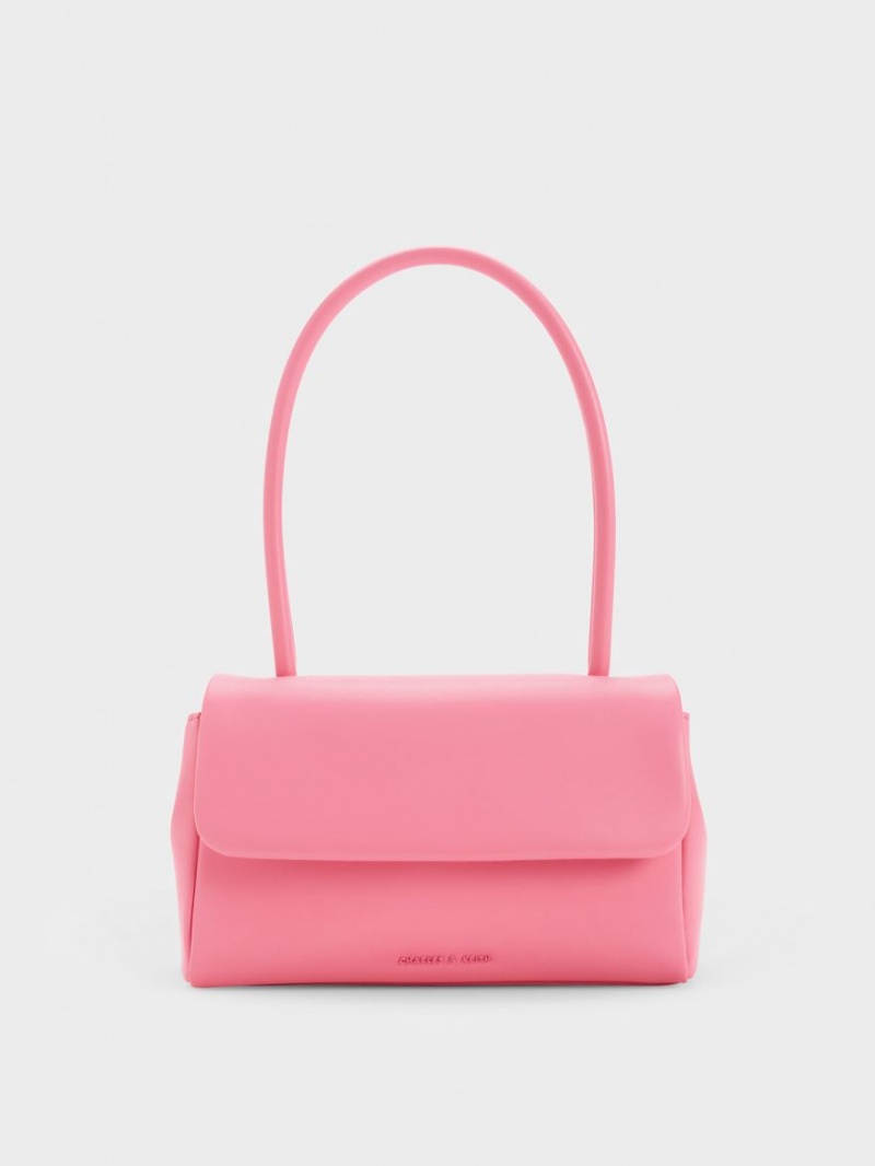 Charles And Keith Curved Handle Shoulder Bags Pink | PHILIPPINES W963