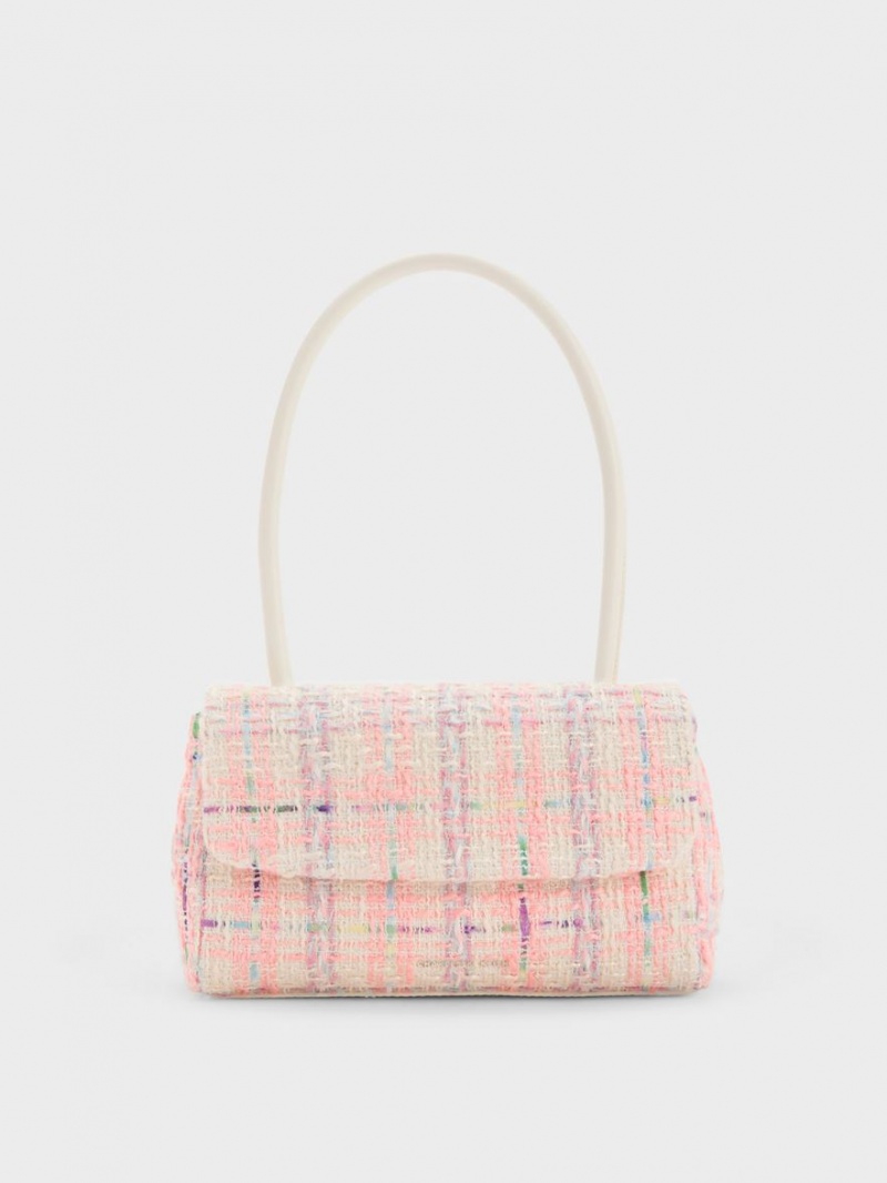 Charles And Keith Curved Handle Tweed Shoulder Bags Multicolor | PHILIPPINES D817