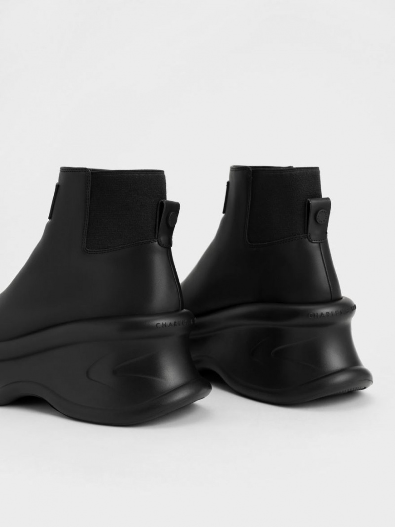 Charles And Keith Curved Platform Ankle Boots Black | PHILIPPINES K025