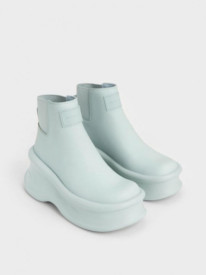 Charles And Keith Curved Platform Ankle Boots Turquoise | PHILIPPINES B193