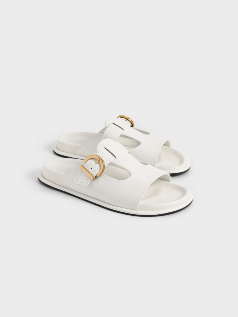 Charles And Keith Cut-Out Buckled Slides White | PHILIPPINES X504