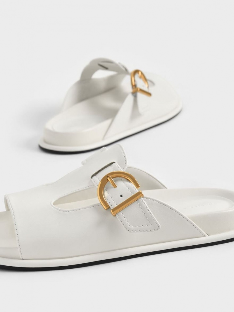 Charles And Keith Cut-Out Buckled Slides White | PHILIPPINES X504