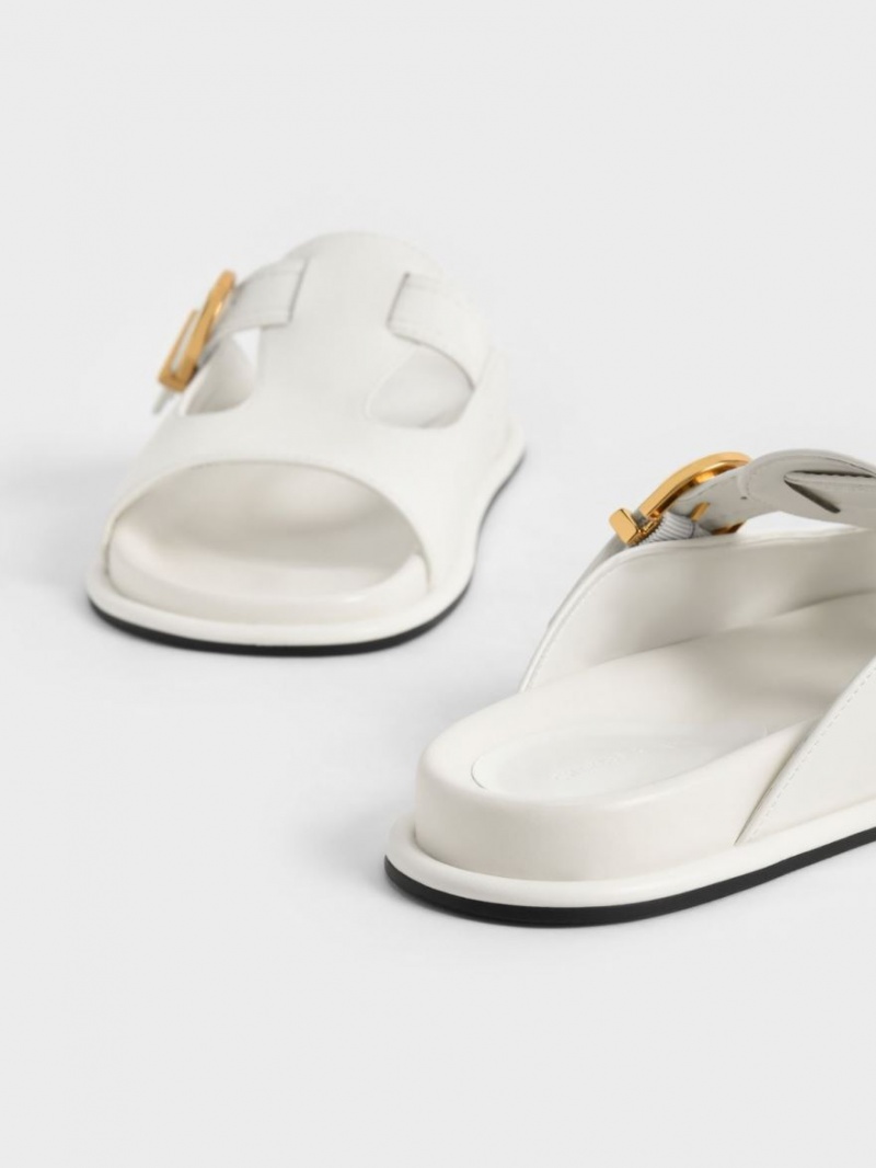 Charles And Keith Cut-Out Buckled Slides White | PHILIPPINES X504