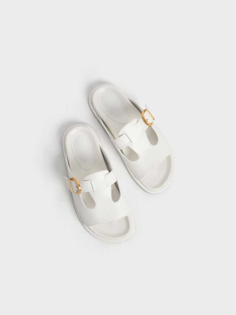 Charles And Keith Cut-Out Buckled Slides White | PHILIPPINES X504