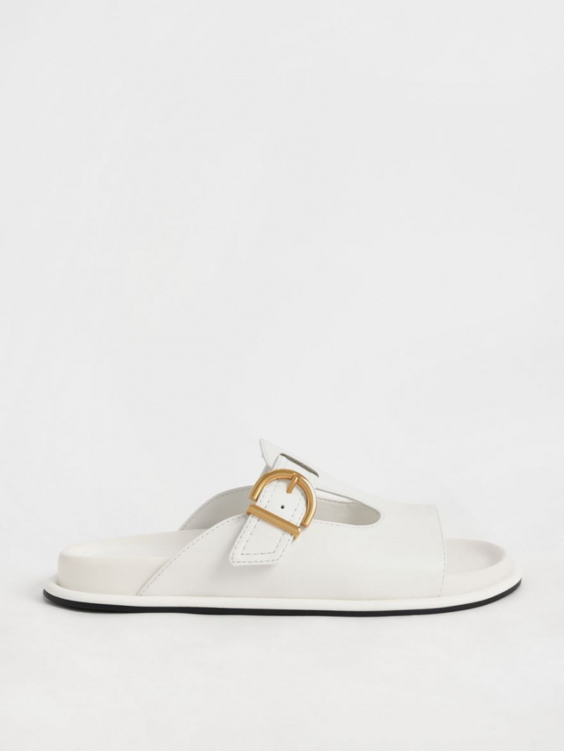 Charles And Keith Cut-Out Buckled Slides White | PHILIPPINES X504