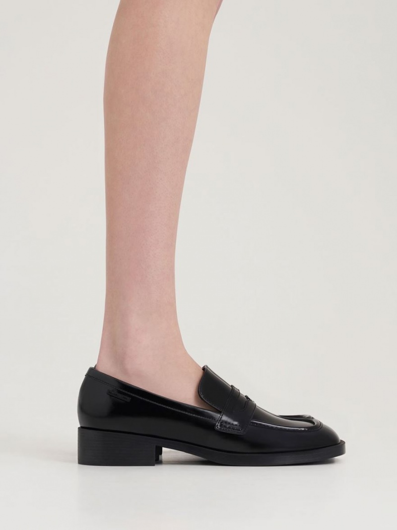 Charles And Keith Cut-Out Penny Loafers Black | PHILIPPINES L025