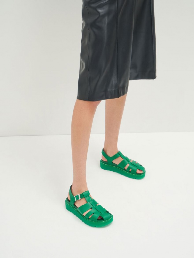 Charles And Keith Cut-Out Sports Platform Sandals Green | PHILIPPINES U870