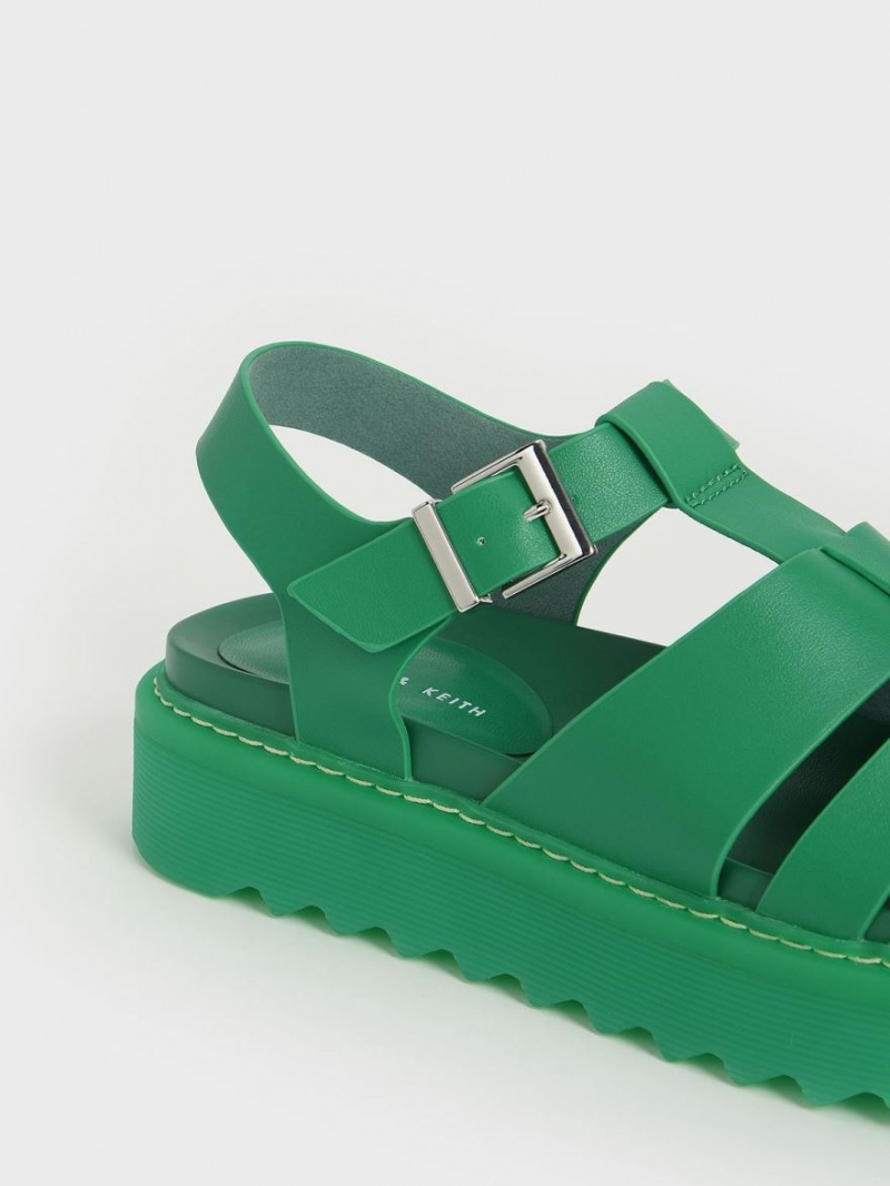 Charles And Keith Cut-Out Sports Platform Sandals Green | PHILIPPINES U870