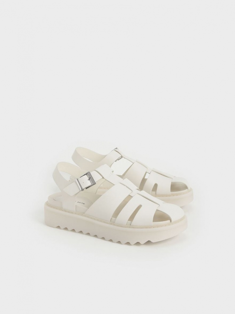 Charles And Keith Cut-Out Sports Platform Sandals White | PHILIPPINES P145