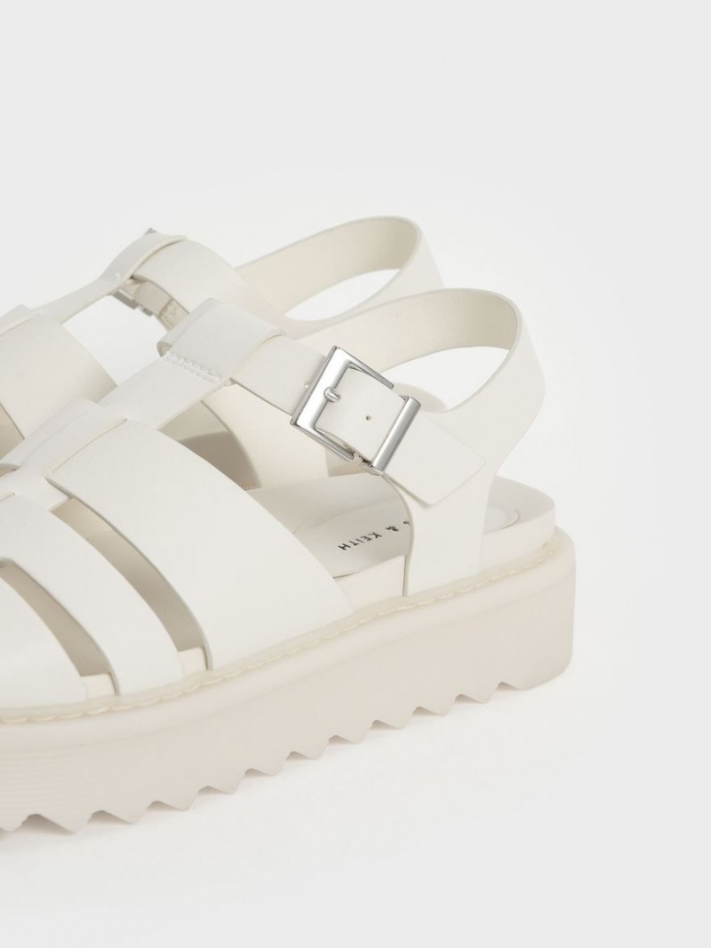 Charles And Keith Cut-Out Sports Platform Sandals White | PHILIPPINES P145