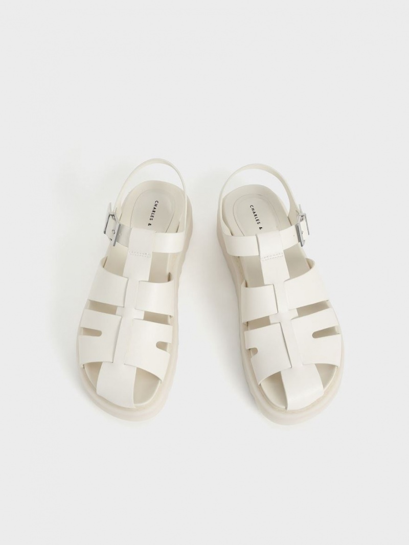 Charles And Keith Cut-Out Sports Platform Sandals White | PHILIPPINES P145